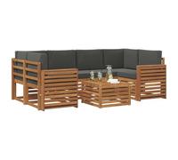 vidaXL Set di divani da esterno con cuscino 7 pcs Naturale e Antracite, Divano sezionale da giardino, mobile lounge resistente, set per patio moderno perfetto per vivere all'aperto