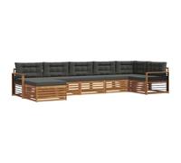 vidaXL Set divani 7 pcs Naturale e Antracite Legno di Acacia Massello, Divano da giardino, divano sezionale resistente, seduta da esterno, patio, terrazza moderna, mobili confortevoli