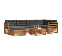 vidaXL Set di divani da esterno con cuscino 7 pcs Naturale e Antracite, Divano stile outdoor, set sezionale moderno, lounge resistente, comodo arredo per patio, seduta per terrazza inclusa