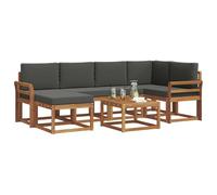 vidaXL Set di divani da esterno con cuscino 7 pcs Naturale e Antracite, Giardino, Moderno, Durevole Set di Divani Angolari da Esterno, Mobili da Patio, Comfort per Vita Indoor in Terrazza