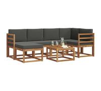 vidaXL Set di divani da esterno con cuscino 7 pcs Naturale e Antracite, Giardino, Moderno, Durevole Set di Divani Angolari da Esterno, Mobili da Patio, Comfort per Vita Indoor in Terrazza
