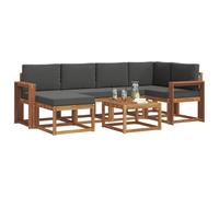 vidaXL Set di divani da esterno con cuscino 7 pcs Naturale e Antracite, Giardino, Moderno, Durevole Set di Divani Angolari da Esterno, Mobili da Patio, Comfort per Vita Indoor in Terrazza