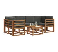 vidaXL Set di divani da esterno con cuscino 7 pcs Naturale e Antracite, Lounge da giardino esterno, set di divani sezionali moderni, mobilio durevole per piscina, disposizione in legno per relax