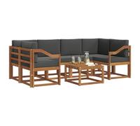 vidaXL Set di divani da esterno con cuscino 7 pcs Naturale e Antracite, Lounge da giardino esterno, set di divani sezionali moderni, mobilio durevole per piscina, disposizione in legno per relax