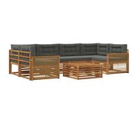 vidaXL Set di divani da esterno con cuscino 7 pcs Naturale e Antracite, Set Confortevole per Esterni, Divano Sezionale Moderno, Arredo Patio e Giardino
