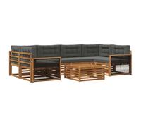 vidaXL Set di divani da esterno con cuscino 7 pcs Naturale e Antracite, Set Confortevole per Esterni, Divano Sezionale Moderno, Arredo Patio e Giardino