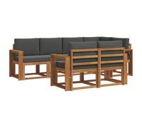 vidaXL Set di divani da esterno con cuscino 7 pcs Naturale e Antracite, Set da giardino, divano esterno moderno, mobili da patio confortevoli, sezionale in legno massello, divano versatile per il gia