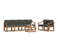vidaXL Set di divani da esterno con cuscino 7 pcs Naturale e Antracite, Set di divani da giardino in legno di acacia, mobili moderni, elegante lounge, design ergonomico