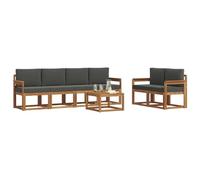 vidaXL Set di divani da esterno con cuscino 7 pcs Naturale e Antracite, Set di divani da giardino in legno di acacia, mobili moderni, elegante lounge, design ergonomico