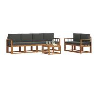 vidaXL Set di divani da esterno con cuscino 7 pcs Naturale e Antracite, Set di divani da giardino in legno di acacia, mobili moderni, elegante lounge, design ergonomico