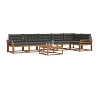 vidaXL Set di divani da esterno con cuscino 7 pcs Naturale e Antracite, Set di divani da giardino, Sezionali moderni, Mobili da esterno durevoli, Patio regolabile per spazi abitativi