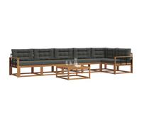 vidaXL Set di divani da esterno con cuscino 7 pcs Naturale e Antracite, Divano Sezionale Moderno per Esterni, Set Patio Resistente, Lounge da Giardino, Mobili Ergonomici, Stile Acacia