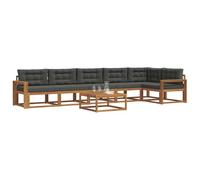 vidaXL Set di divani da esterno con cuscino 7 pcs Naturale e Antracite, Set di divani da giardino, Sezionali moderni, Mobili da esterno durevoli, Patio regolabile per spazi abitativi