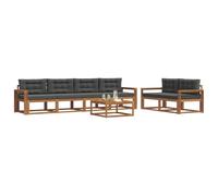 vidaXL Set di divani da esterno con cuscino 7 pcs Naturale e Antracite, Set di Sofà da Esterno Moderno, Mobili da Patio Resistenti, Sezionale da Giardino, Decorazioni per Lounge in Giardino Accanto a