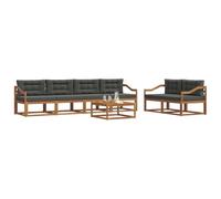 vidaXL Set di divani da esterno con cuscino 7 pcs Naturale e Antracite, Set di Sofà da Esterno Moderno, Mobili da Patio Resistenti, Sezionale da Giardino, Decorazioni per Lounge in Giardino Accanto a