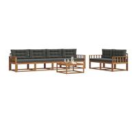 vidaXL Set di divani da esterno con cuscino 7 pcs Naturale e Antracite, Set di Sofà da Esterno Moderno, Mobili da Patio Resistenti, Sezionale da Giardino, Decorazioni per Lounge in Giardino Accanto a