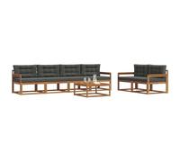 vidaXL Set di divani da esterno con cuscino 7 pcs Naturale e Antracite, Set di Sofà da Esterno Moderno, Mobili da Patio Resistenti, Sezionale da Giardino, Decorazioni per Lounge in Giardino Accanto a