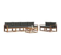 vidaXL Set di divani da esterno con cuscino 7 pcs Naturale e Antracite, Set di Sofà da Esterno Moderno, Mobili da Patio Resistenti, Sezionale da Giardino, Decorazioni per Lounge in Giardino Accanto a