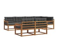 vidaXL Set di divani da esterno con cuscino 7 pcs Naturale e Antracite, Set di Sofà in Legno di Acacia, Mobili da Giardino Modulari Resistenti alle Intemperie, Lounge da Esterno, Disposizione Flessib