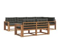 vidaXL Set di divani da esterno con cuscino 7 pcs Naturale e Antracite, Set di Sofà in Legno di Acacia, Mobili da Giardino Modulari Resistenti alle Intemperie, Lounge da Esterno, Disposizione Flessib