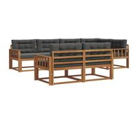 vidaXL Set di divani da esterno con cuscino 7 pcs Naturale e Antracite, Set di Sofà in Legno di Acacia, Mobili da Giardino Modulari Resistenti alle Intemperie, Lounge da Esterno, Disposizione Flessib