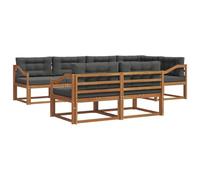 vidaXL Set di divani da esterno con cuscino 7 pcs Naturale e Antracite, Set di Sofà in Legno di Acacia, Mobili da Giardino Modulari Resistenti alle Intemperie, Lounge da Esterno, Disposizione Flessib