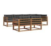 vidaXL Set di divani da esterno con cuscino 7 pcs Naturale e Antracite, Set di Sofà in Legno di Acacia, Mobili da Giardino Modulari Resistenti alle Intemperie, Lounge da Esterno, Disposizione Flessib