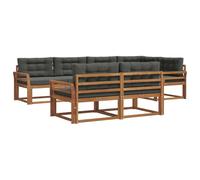 vidaXL Set di divani da esterno con cuscino 7 pcs Naturale e Antracite, Set di Sofà in Legno di Acacia, Mobili da Giardino Modulari Resistenti alle Intemperie, Lounge da Esterno, Disposizione Flessib
