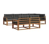 vidaXL Set di divani da esterno con cuscino 7 pcs Naturale e Antracite, Set di Sofà in Legno di Acacia, Mobili da Giardino Modulari Resistenti alle Intemperie, Lounge da Esterno, Disposizione Flessib