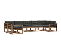 vidaXL Set di divani da esterno con cuscino 7 pcs Naturale e Antracite, Set Divano da Esterno Moderno, Mobili da Patio Eleganti, Lounge da Giardino, Sezionale per Relax nel Cortile e a Bordo Piscina