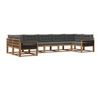vidaXL Set di divani da esterno con cuscino 7 pcs Naturale e Antracite, Set Divano da Esterno Moderno, Mobili da Patio Eleganti, Lounge da Giardino, Sezionale per Relax nel Cortile e a Bordo Piscina