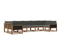 vidaXL Set di divani da esterno con cuscino 7 pcs Naturale e Antracite, Set Divano da Esterno Moderno, Mobili da Patio Eleganti, Lounge da Giardino, Sezionale per Relax nel Cortile e a Bordo Piscina