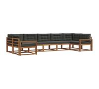 vidaXL Set di divani da esterno con cuscino 7 pcs Naturale e Antracite, Set Divano da Esterno Moderno, Mobili da Patio Eleganti, Lounge da Giardino, Sezionale per Relax nel Cortile e a Bordo Piscina