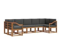 vidaXL Set di divani da esterno con cuscino 7 pcs Naturale e Antracite, Set Divano da Giardino, Modulo Outdoor, Sezione Patio, Arredo in Acacia, Lounge in Giardino, Posto in Terrazza