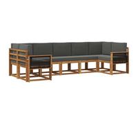 vidaXL Set di divani da esterno con cuscino 7 pcs Naturale e Antracite, Set Divano da Giardino, Modulo Outdoor, Sezione Patio, Arredo in Acacia, Lounge in Giardino, Posto in Terrazza