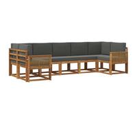 vidaXL Set di divani da esterno con cuscino 7 pcs Naturale e Antracite, Set Divano da Giardino, Modulo Outdoor, Sezione Patio, Arredo in Acacia, Lounge in Giardino, Posto in Terrazza