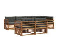 vidaXL Set di divani da esterno con cuscino 7 pcs Naturale e Antracite, Sofa da esterno, divano da patio, set sezionale, arredamento da giardino, moderno per stare comodi all'aperto