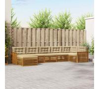 vidaXL Set di divani da esterno con cuscino 7 pcs Naturale e Beige