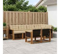 vidaXL Set di divani da esterno con cuscino 7 pcs Naturale e Beige, Divano moderno per esterni, set comodo e resistente, lounge da giardino, spazio sul terrazzo