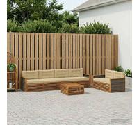 vidaXL Set di divani da esterno con cuscino 7 pcs Naturale e Beige, Divano da Giardino, Set Sezionale Moderno per Patio e Terrazza, Comodo e alla Moda
