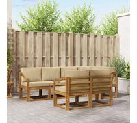 vidaXL Set di divani da esterno con cuscino 7 pcs Naturale e Beige, Set da giardino, divano esterno moderno, mobili da patio confortevoli, sezionale in legno massello, divano versatile per il giardin