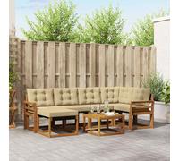 vidaXL Set di divani da esterno con cuscino 7 pcs Naturale e Beige, Set Divano da Giardino, Mobili da Esterno Moderni, Comfort Elegante, Seduta Resistente in Textilene, Ensemble Funzionale