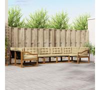 vidaXL Set di divani da esterno con cuscino 7 pcs Naturale e Beige, Divano moderno per esterni, comodo set da giardino, divano sezionale, mobili resistenti da patio