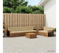vidaXL Set di divani da esterno con cuscino 7 pcs Naturale e Beige, Divano da giardino, moderno e resistente, set per relax all'aperto, comfort per il tuo patio