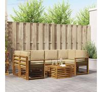 vidaXL Set di divani da esterno con cuscino 7 pcs Naturale e Beige, Divano sezionale da giardino, mobile lounge resistente, set per patio moderno perfetto per vivere all'aperto
