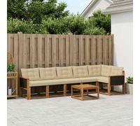 vidaXL Set di divani da esterno con cuscino 7 pcs Naturale e Beige, Set di divani eleganti per esterni, lounge moderna, mobili da patio resistenti, sedute comode, relax versatile in piscina