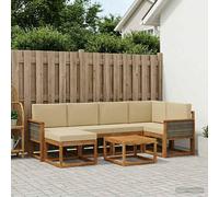 vidaXL Set di divani da esterno con cuscino 7 pcs Naturale e Beige