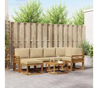vidaXL Set di divani da esterno con cuscino 7 pcs Naturale e Beige