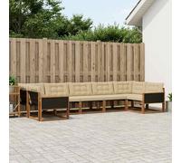 vidaXL Set di divani da esterno con cuscino 7 pcs Naturale e Beige, Divano da Giardino Elegante, Set Sezionale Moderno, Mobili per Patio, Seduta Resistente per Rilassanti Incontri