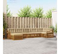 vidaXL Set di divani da esterno con cuscino 7 pcs Naturale e Beige